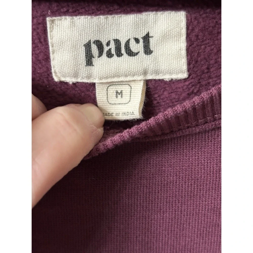 Pact Organic Cotton Crew Neck Pullover Boxy Sweatshirt Womens M Burgundy Kisses - Picture 2 of 6